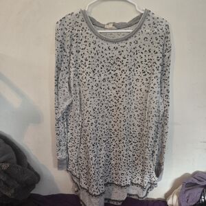 Jane and Delancey Gray and Black Patterned Long Sleeve Top Size 1x